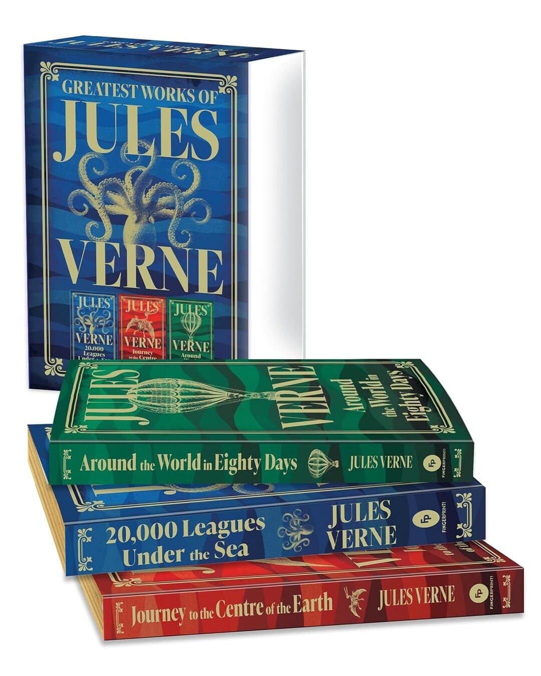 Greatest Works of Jules Verne : 20,000 Leagues Under the Sea, Journey to the Centre of the Earth, Around the World in Eighty Days [Deluxe Hardcover Box Set]