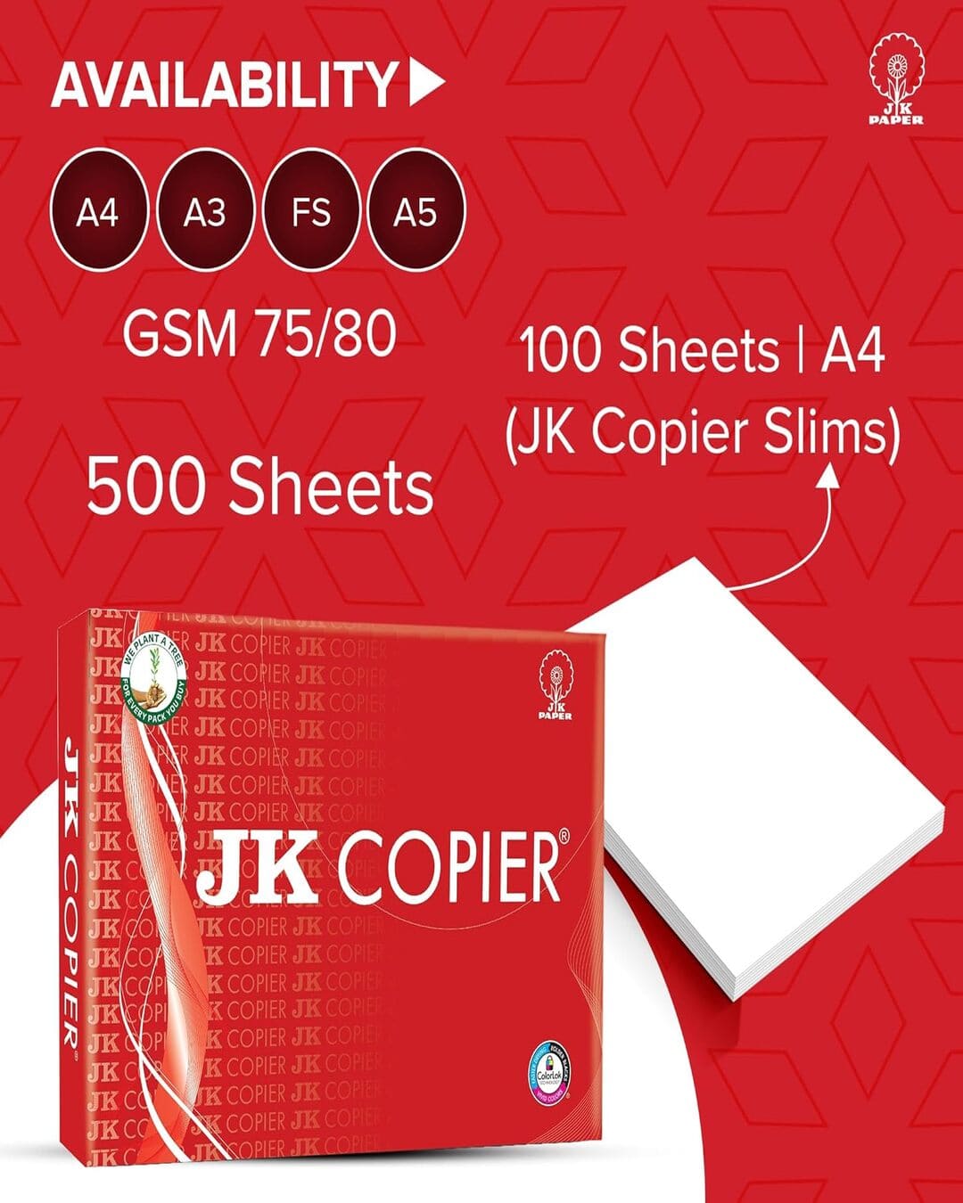 JK Copier | 75 GSM | A4 | 1 Ream (500 Sheets)