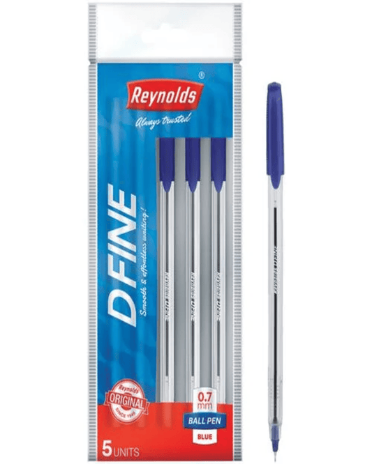 Reynolds DFINE Ball Pen 0.7 mm | Set of 5 | Blue