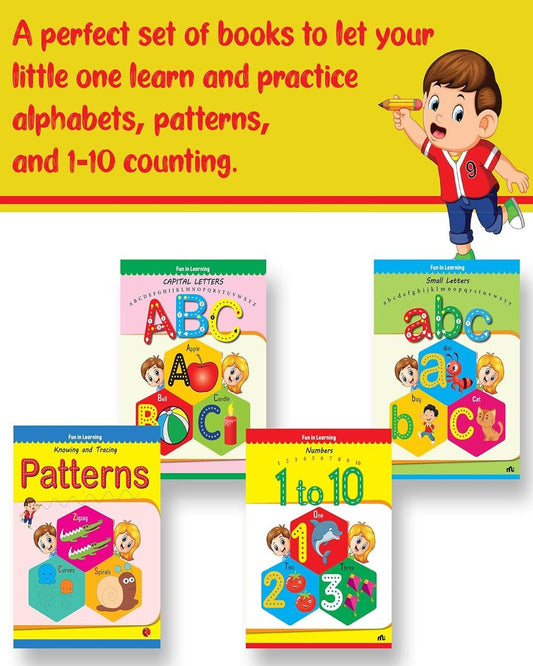 Writing Boxset: Enjoy Writing Pack Of 4 Books (Write And Practice Capital Letters, Small Letters, Patterns And Numbers 1 To 10) [Paperback]