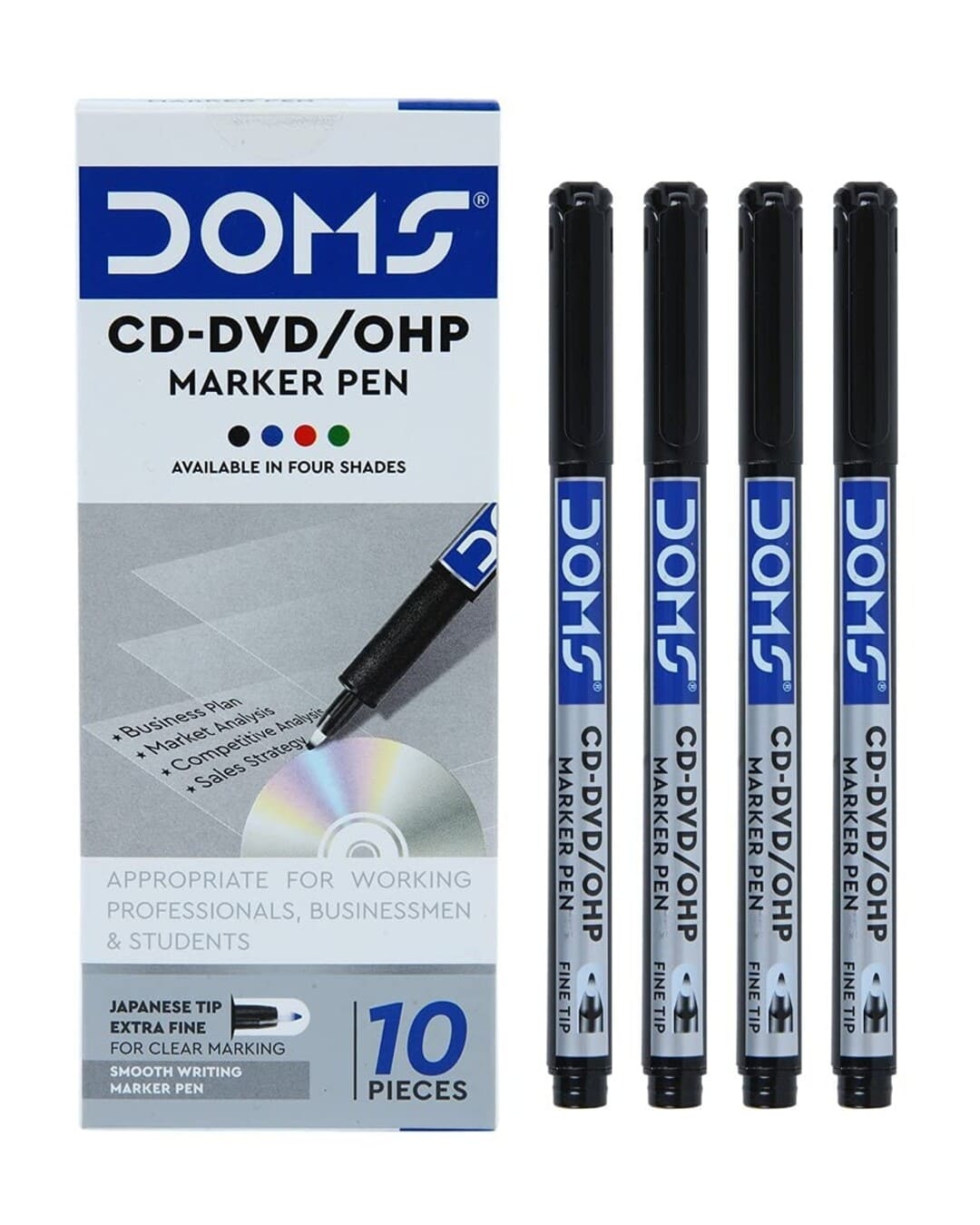 Doms CD-DVD/OHP Marker Pen | Japanese Tip Extra Fine | Black | 1 Marker Pen