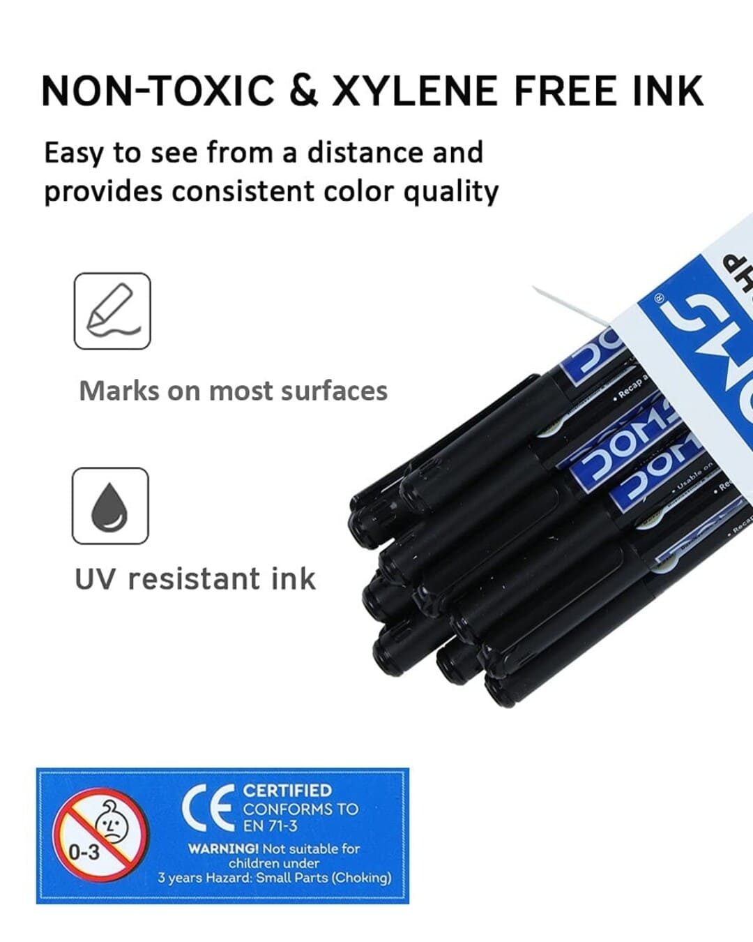 Doms CD-DVD/OHP Marker Pen | Japanese Tip Extra Fine | Black | 1 Marker Pen