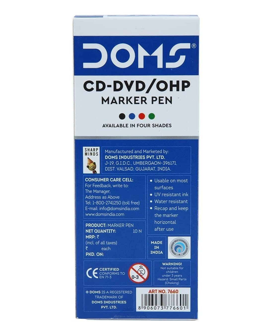 Doms CD-DVD/OHP Marker Pen | Japanese Tip Extra Fine | Black | 1 Marker Pen