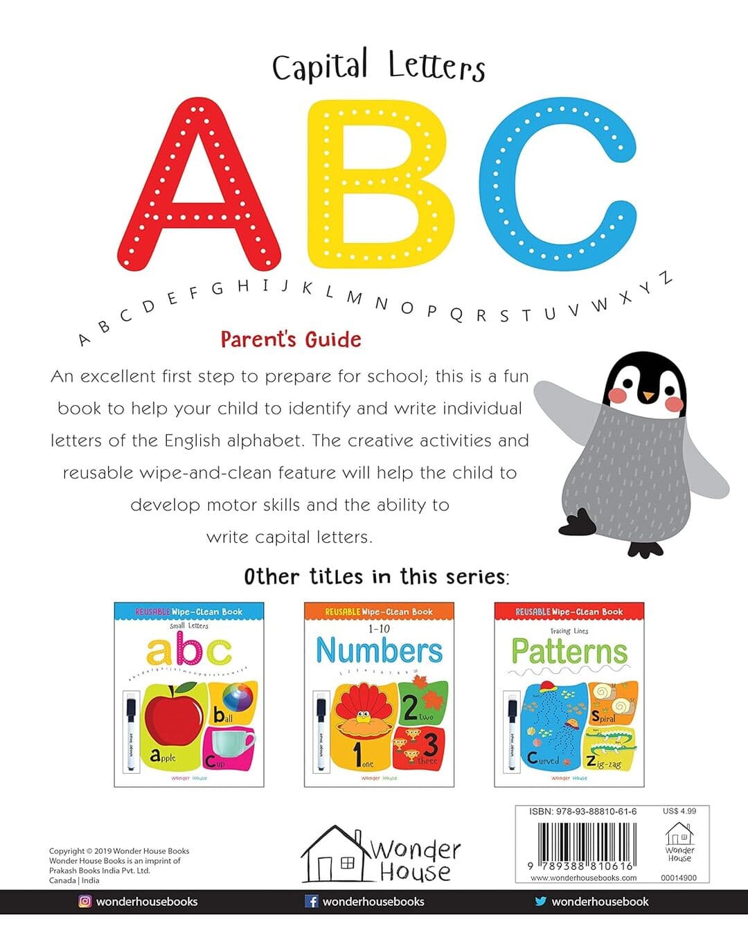 Reusable Wipe And Clean Book - Capital Letters : Write And Practice Capital Letters by Wonder House Books [PAPER BACK]