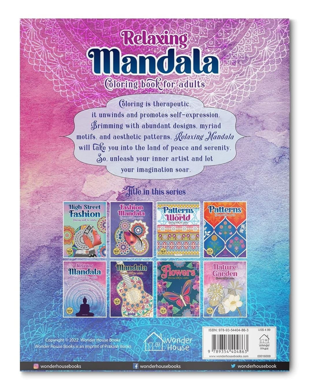 Relaxing Mandala Coloring Book for Adults by Wonder House Books [Paperback]