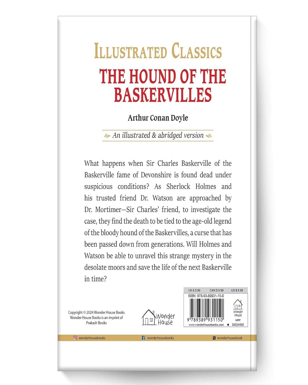 The Hound of the Baskervilles: Illustrated Abridged Children Classic English Novel with Review Quest by Wonder House Books