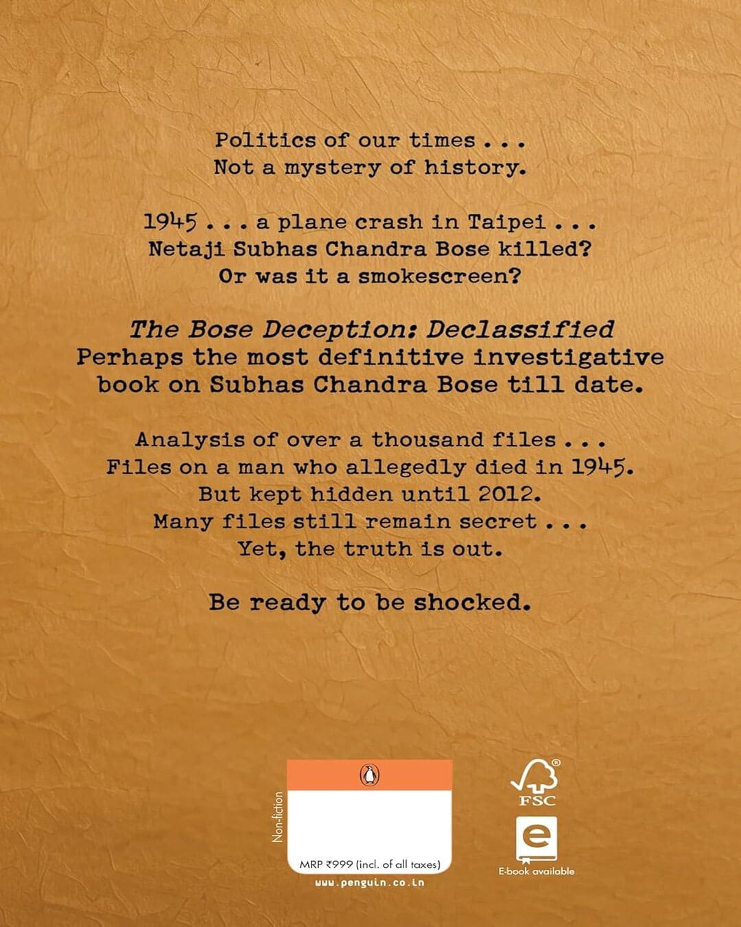 The Bose Deception: Declassified by Anuj Dhar & Chandrachur Ghose [Hardcover]