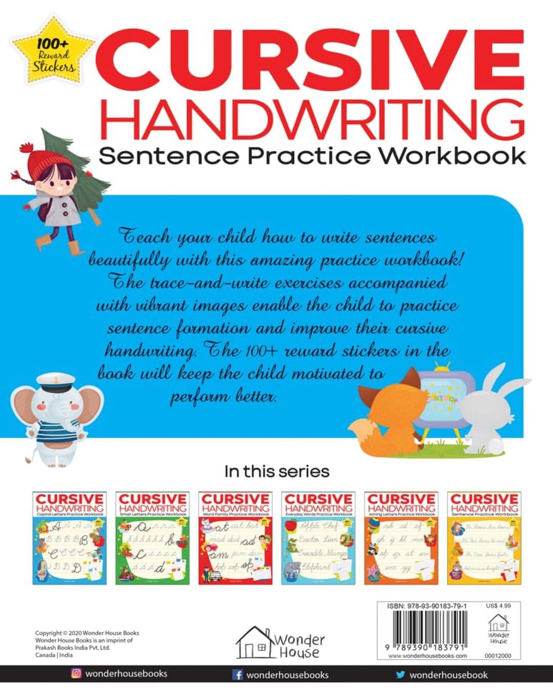 Cursive Handwriting : Sentence Practice Workbook by Wonder House Books [Paperback]