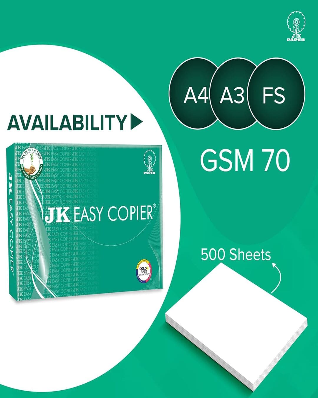 JK Easy Copier | 70 GSM | A4 | 1 Ream (500 Sheets)