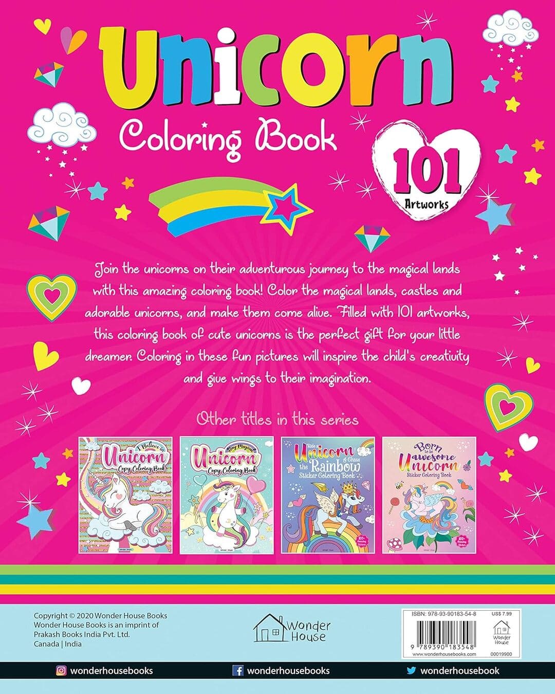 101 Unicorn Colouring Book: Fun Activity Colouring Book For Children by Wonder House Books [Paperback]