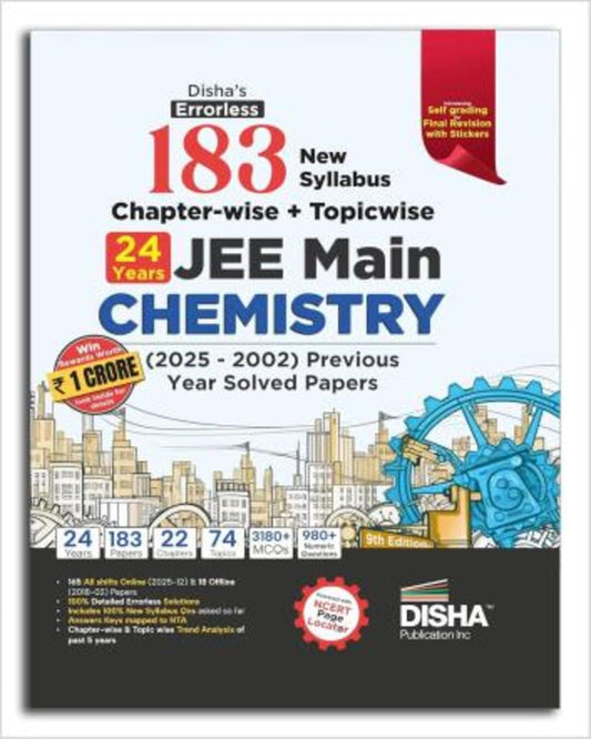 Disha's Errorless 183 Chapterwise + Topicwise 24 Years JEE Main Chemistry (2025-2002) - versoz.com