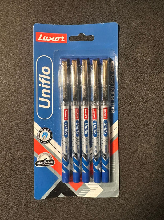 Luxor Uniflo Ball Point Pen 0.7mm | Set of 5 | Blue - versoz.com